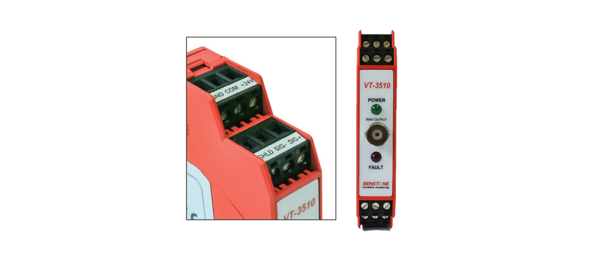 VT-3510 Vibration Transmitter provides dynamic signal terminals for hard wired online system