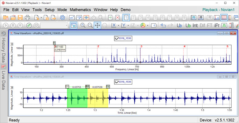 Analyze the data measured  from a vPod Pro via the free software Novian