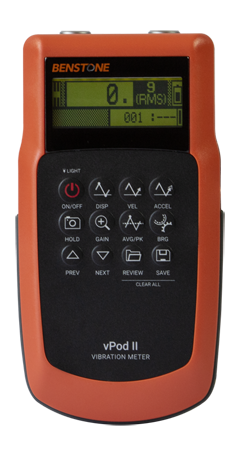 vPod II vibration meter with data storage feature