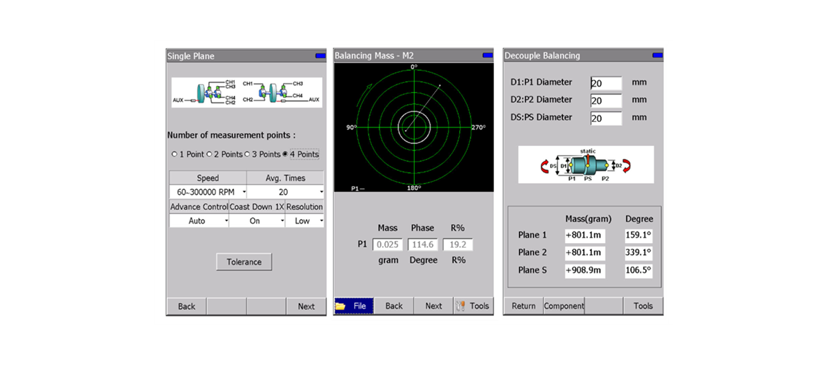 portable vibration analyzer with field Rotor Balancing capability