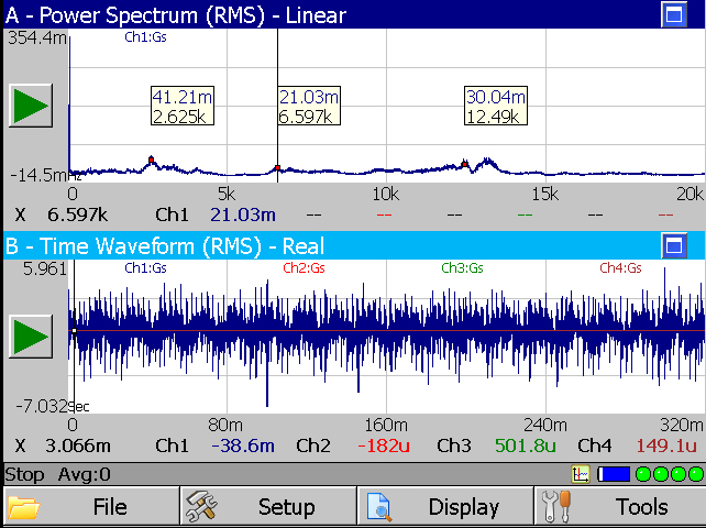 damage bearing signal: power spectrum and time waveform
